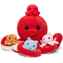 Charger l&#39;image dans la galerie, Peluche pieuvre avec 4 bébés pieuvres à l&#39;intérieur