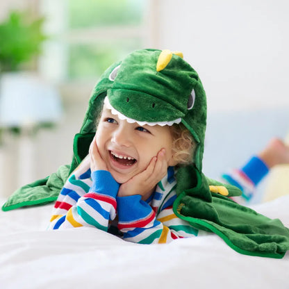 Couverture à capuche ultra douce - Dinosaure & Licorne