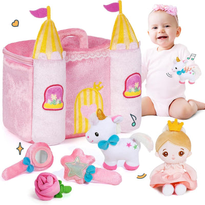 Personnalisée Premier Ensemble de Jouet Sonore en Peluche de Château de Princesse pour Bébé
