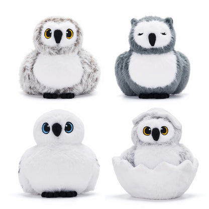 Peluches famille Hibou avec 4 bébés - Avec tête rotative