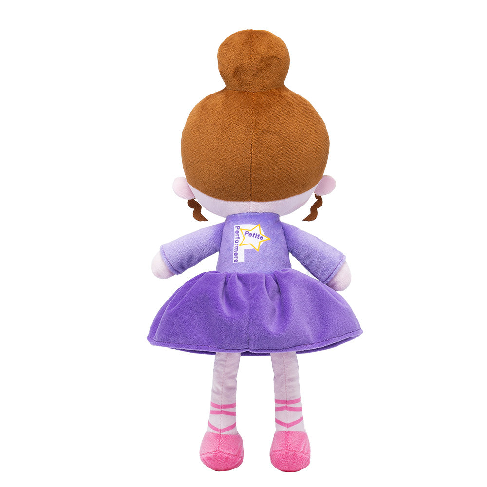 Personnalisée Poupée en Peluche avec Yeux Ouverts en Robe de Danse Violette