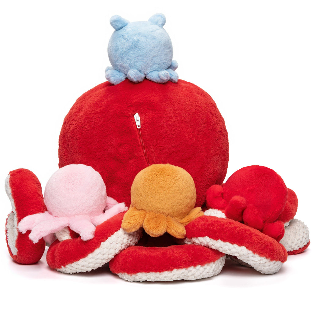 Peluche pieuvre avec 4 bébés pieuvres à l'intérieur