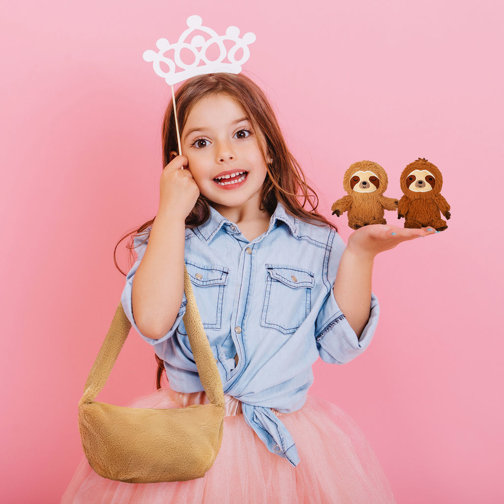 Ensemble de Jeu en Peluche de Famille Paresseux avec 4 Bébés Coffrets Cadeaux pour Tout-petit