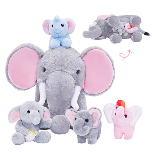 Ensemble de jouets en peluche de la famille des éléphants