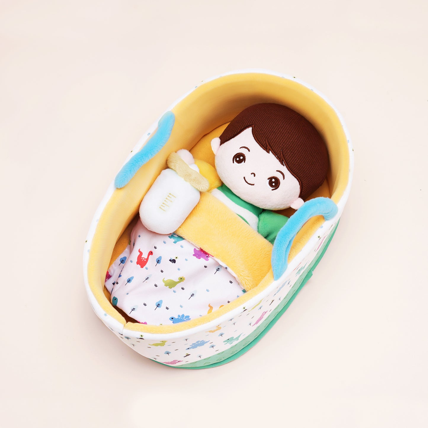 Mini Poupée En Peluche Personnalisée Dinosaure à Peau Blanche Et Coffret Cadeau