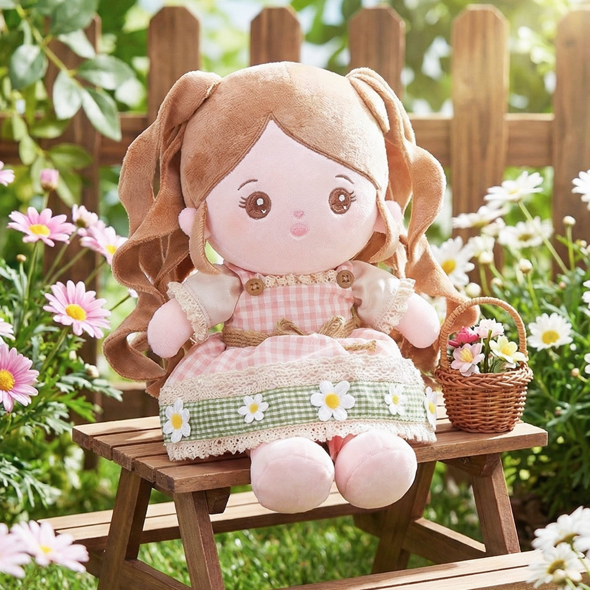 Poupée bébé en peluche personnalisée de style champêtre