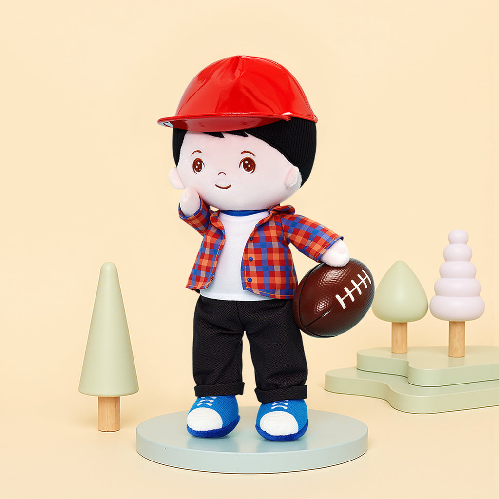 Personnalisée Poupée en Peluche pour Garçon en Chemise à Carreaux