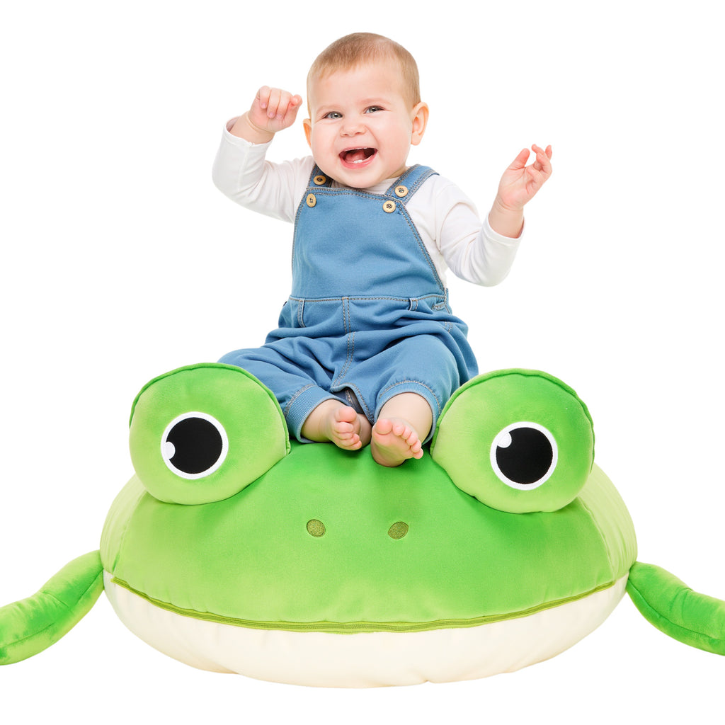 Sac de rangement pour jouets en forme de grenouille avec tapis de jeu qui tire la langue