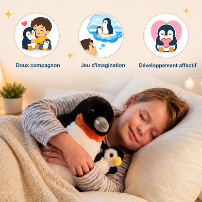 Ensemble Peluche Pingouin Maman & Bébé (Compagnon Doux 2-en-1)