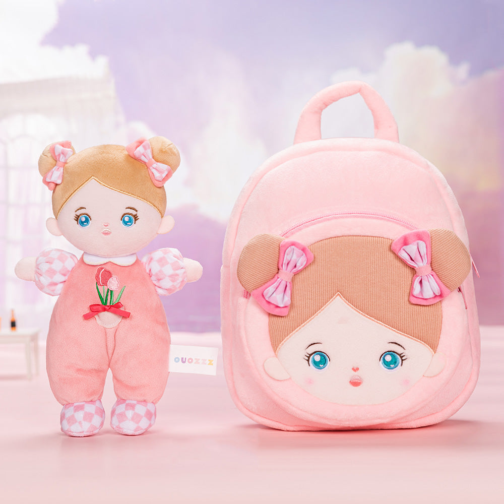 Mini Personnalisée Poupée en Peluche avec Yeux Bleus Ouverts