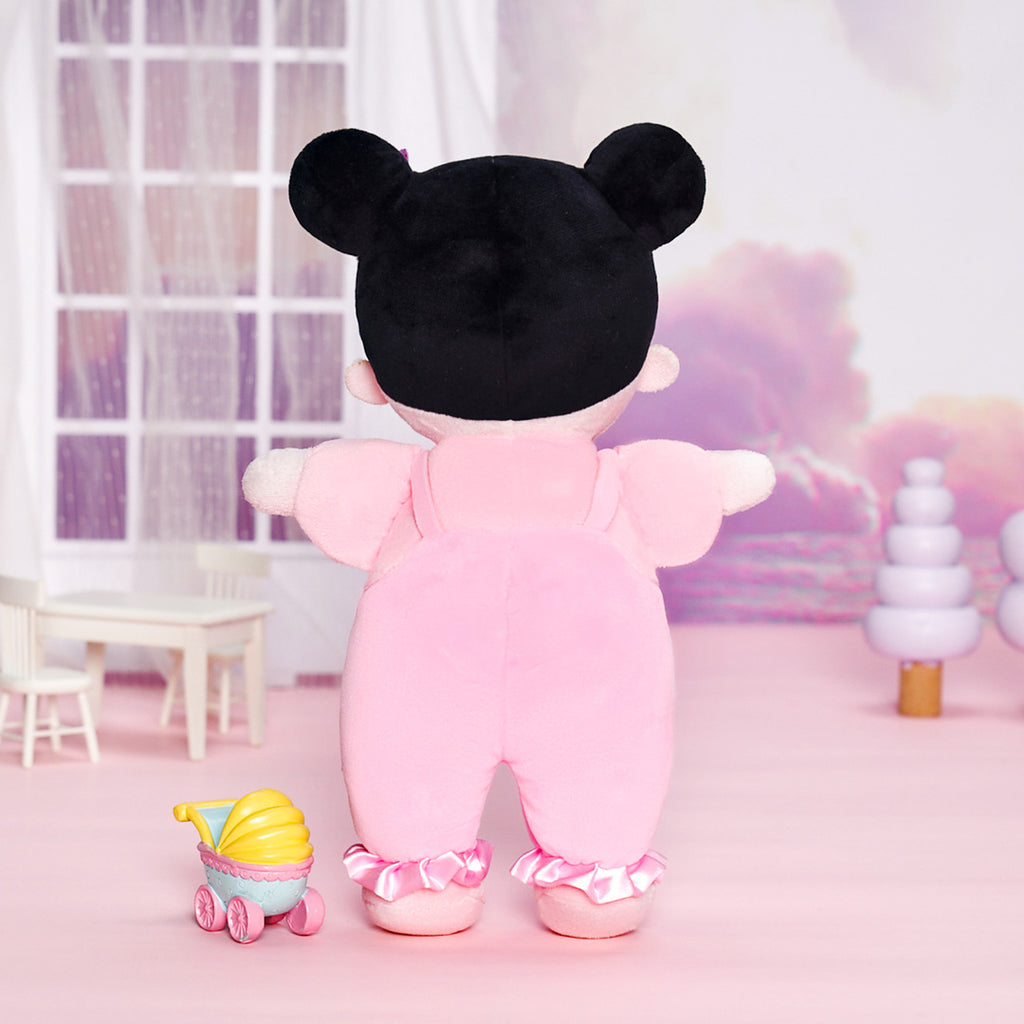 Mini Personnalisée Poupée en Peluche avec Yeux Ouverts aux Cheveux Noirs