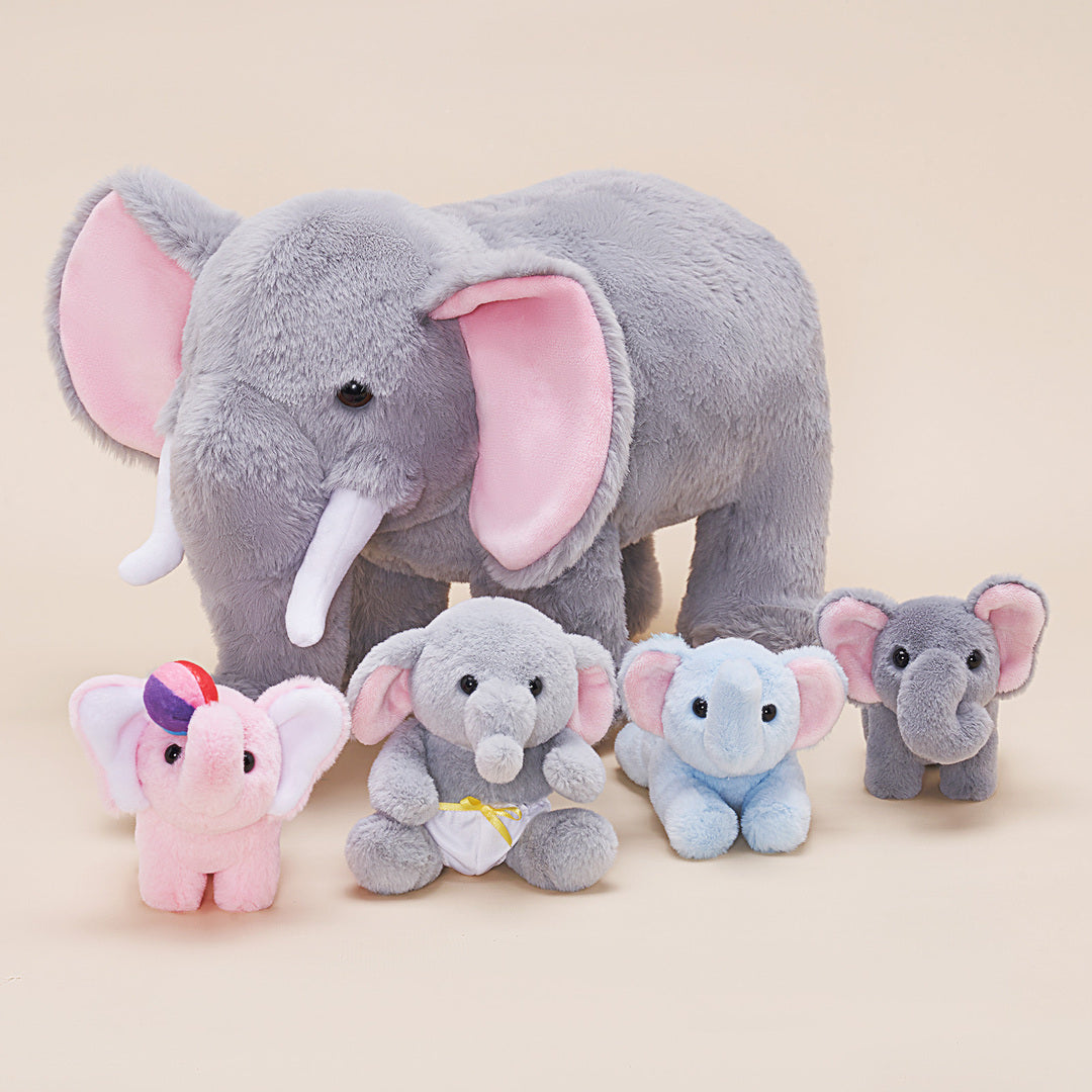 Ensemble de jouets en peluche de la famille des éléphants