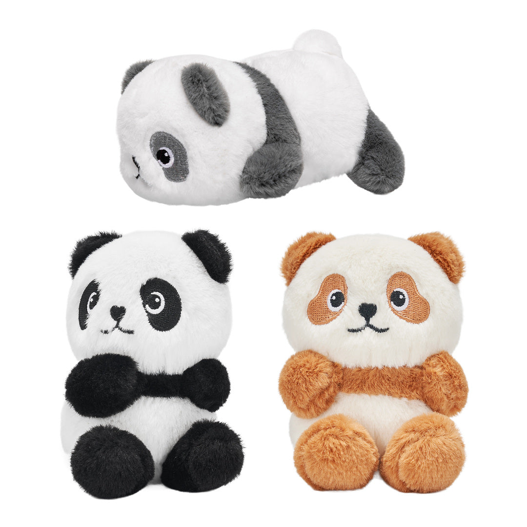 Ensemble de Jeu en Peluche de Famille Pandas avec 3 Bébés Coffrets Cadeaux pour Tout-petit
