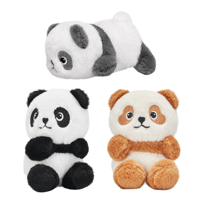 Ensemble de Jeu en Peluche de Famille Pandas avec 3 Bébés Coffrets Cadeaux pour Tout-petit