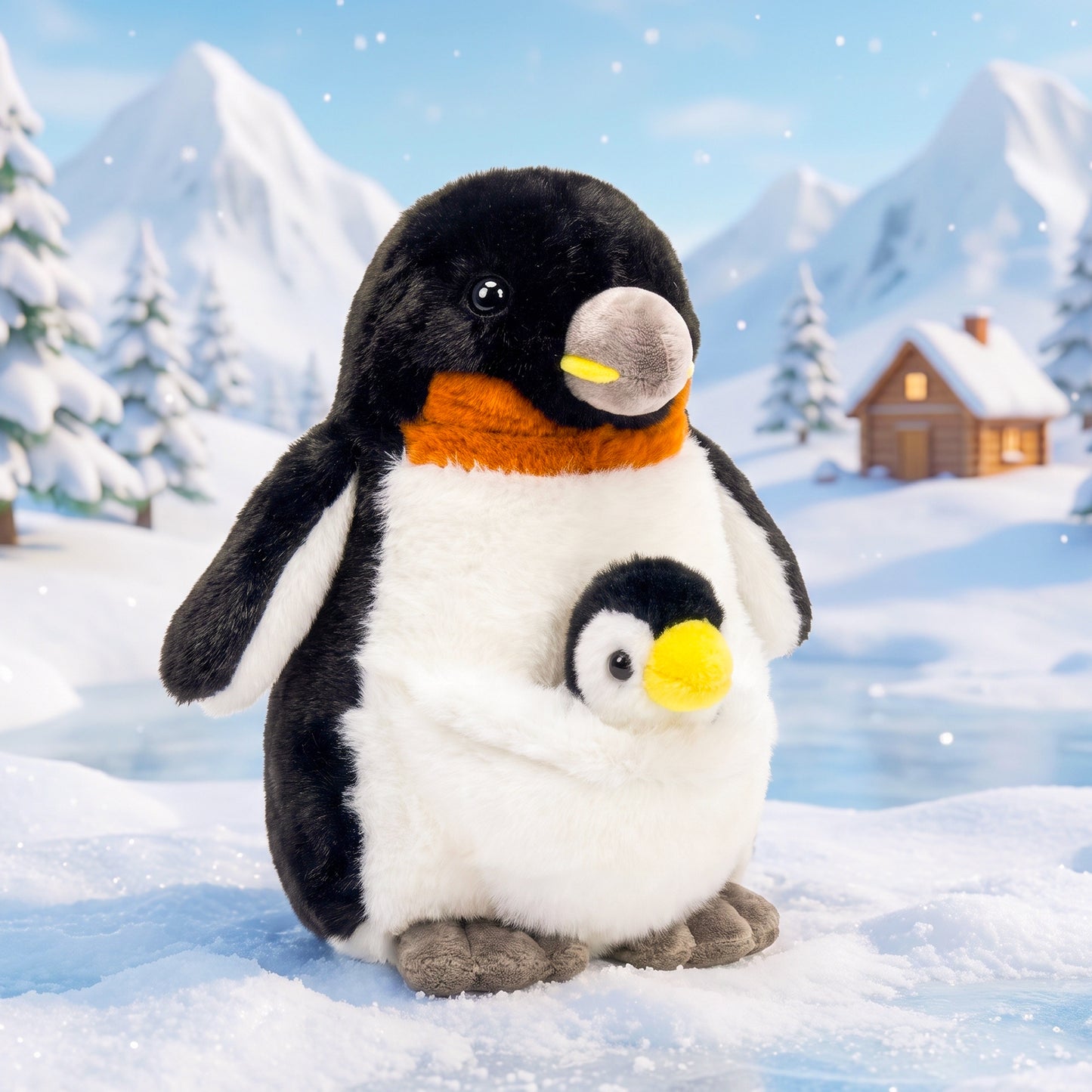Ensemble Peluche Pingouin Maman & Bébé (Compagnon Doux 2-en-1)
