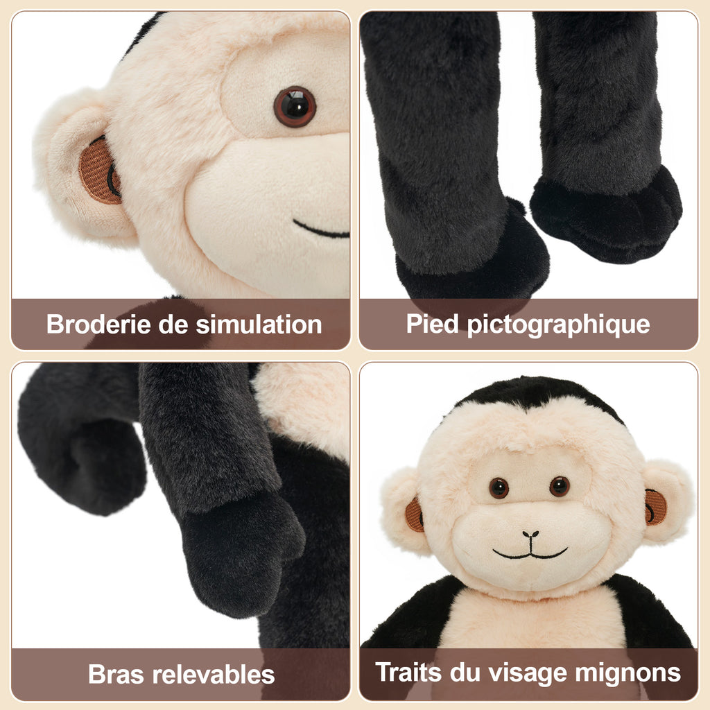 Peluche singe capucin avec 4 bébés