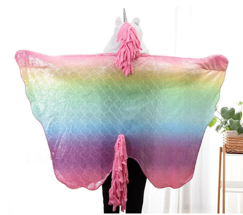 Couverture à capuche ultra douce - Dinosaure & Licorne