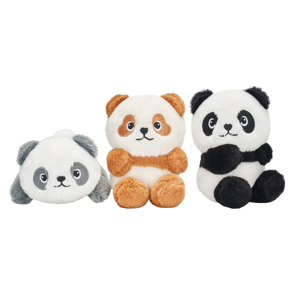 Ensemble de Jeu en Peluche de Famille Pandas avec 3 Bébés Coffrets Cadeaux pour Tout-petit