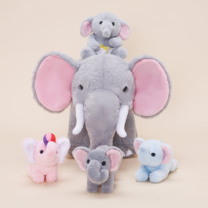 Ensemble de jouets en peluche de la famille des éléphants