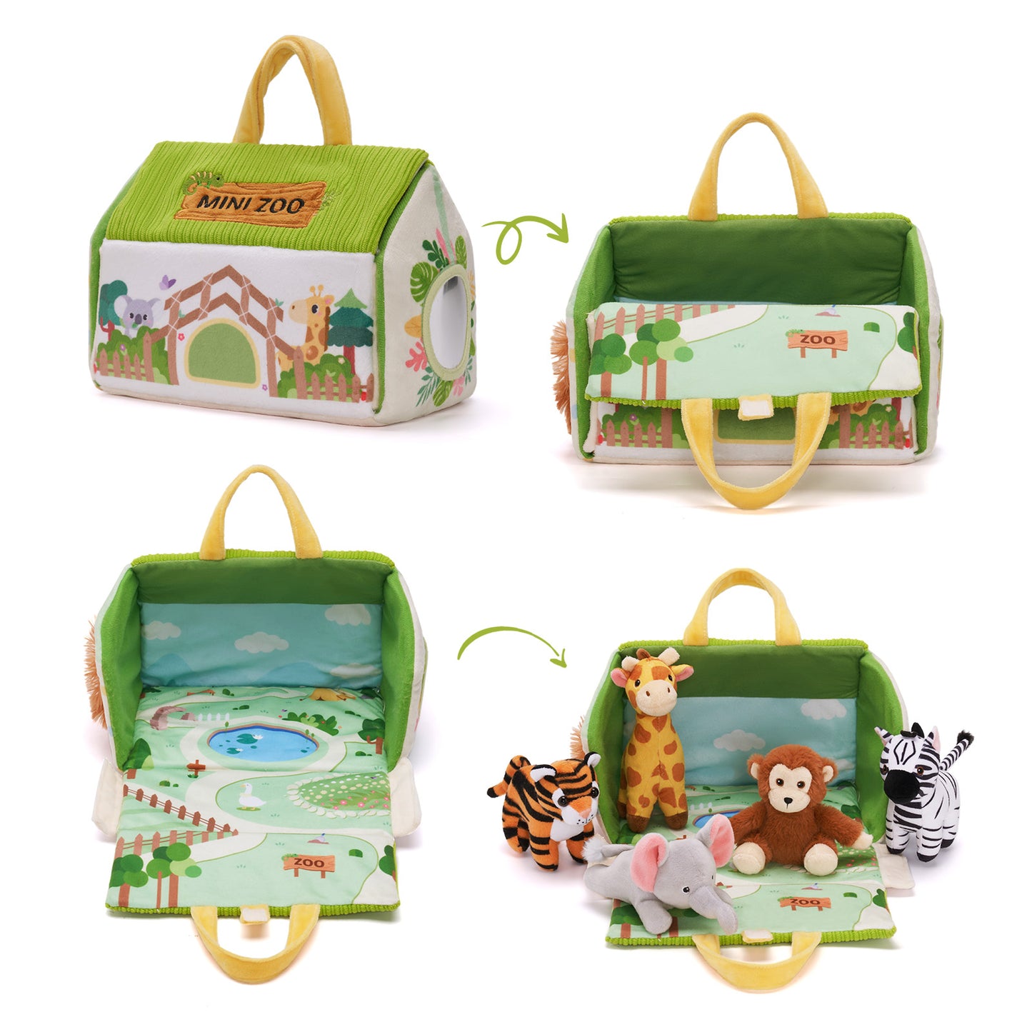 Ensemble zoo en peluche personnalisé, adapté aux enfants de 6 mois et plus