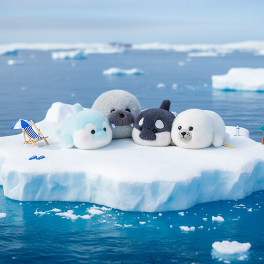 Ensemble de peluches igloo arctique avec 5 animaux