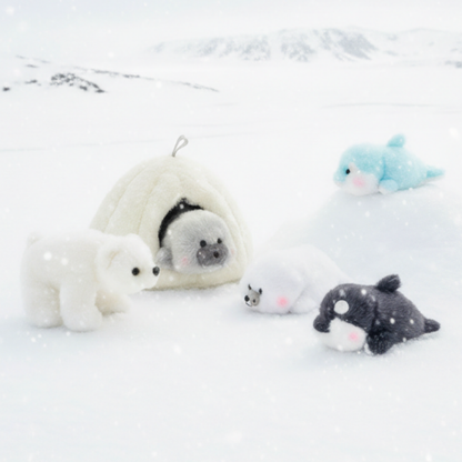 Ensemble de peluches igloo arctique avec 5 animaux
