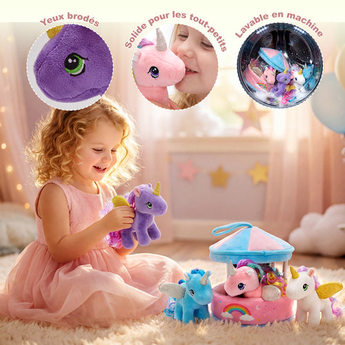 Ensemble de peluches Carrousel avec 4 licornes