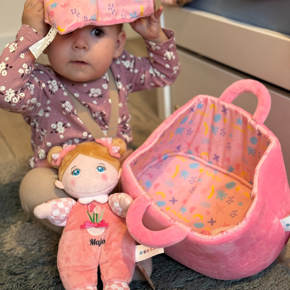 Peluche Mini Bébé Fille Personnalisée Originale,Berceau
