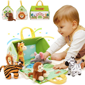 Ensemble zoo en peluche personnalisé, adapté aux enfants de 6 mois et plus