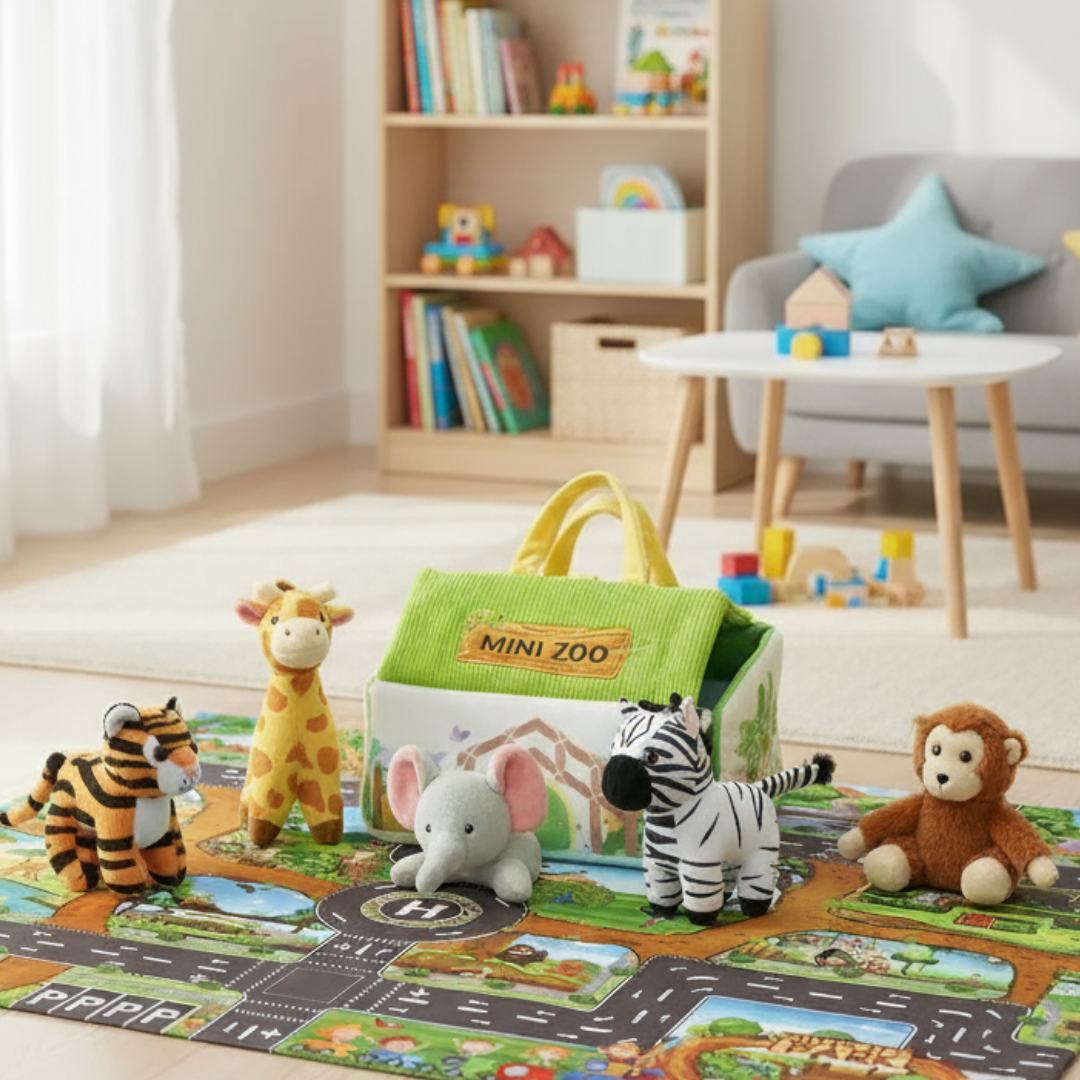 Ensemble zoo en peluche personnalisé, adapté aux enfants de 6 mois et plus