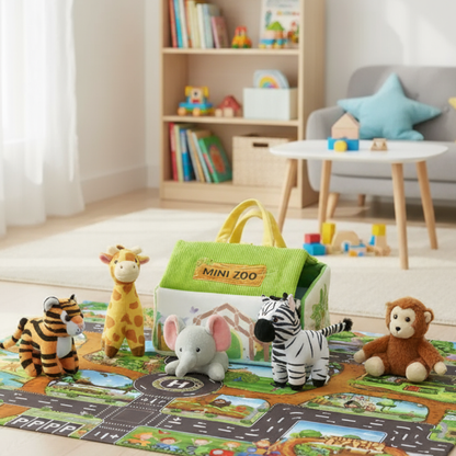 Ensemble zoo en peluche personnalisé, adapté aux enfants de 6 mois et plus