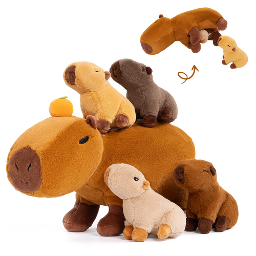Ensemble de jouets en peluche de la famille Capybara