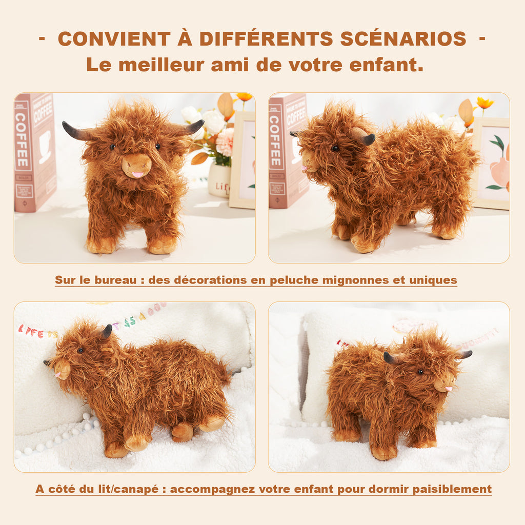 40 cm - Peluche géante vache marron des Highlands pour enfants