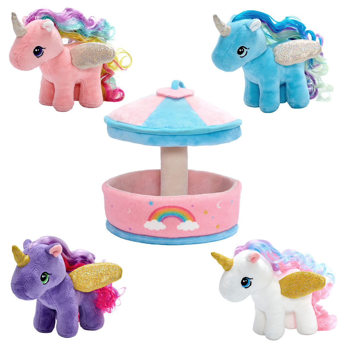 Ensemble de Jouets en Peluche Carrousel Licorne