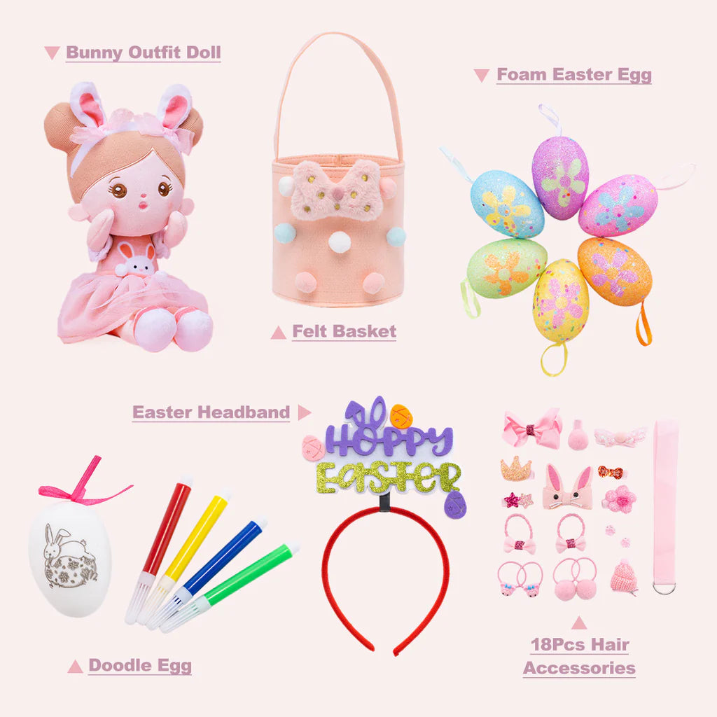 Vente de Pâques - Ensemble cadeau personnalisé de poupée en peluche Bunny Girl