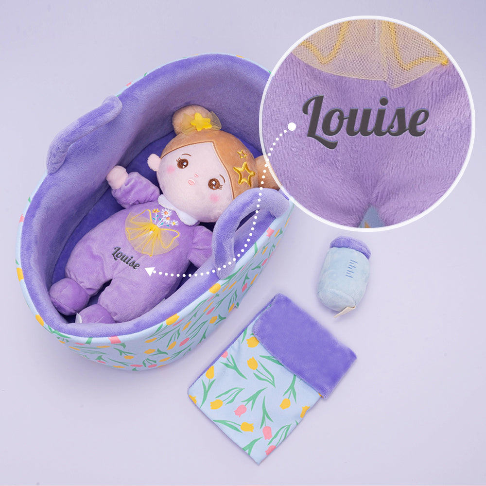 Mini Violet Personnalisée Poupée en Peluche avec Yeux Ouverts & Ensemble-cadeau