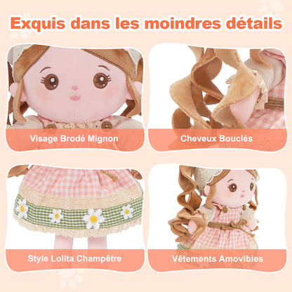 Poupée bébé en peluche personnalisée de style champêtre