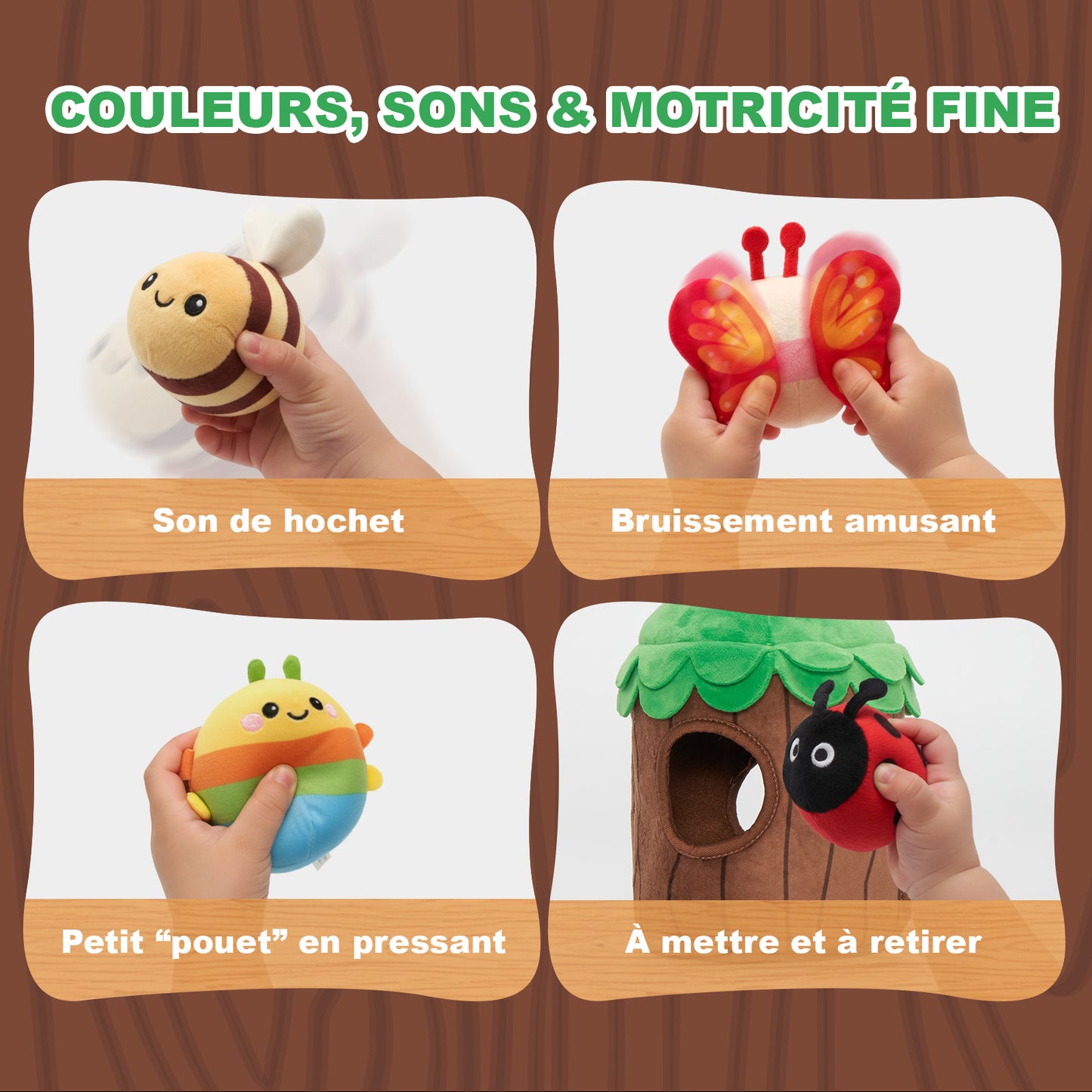 Ma première cabane dans les arbres | Jouet sensoriel doux pour bébés dès 6 mois