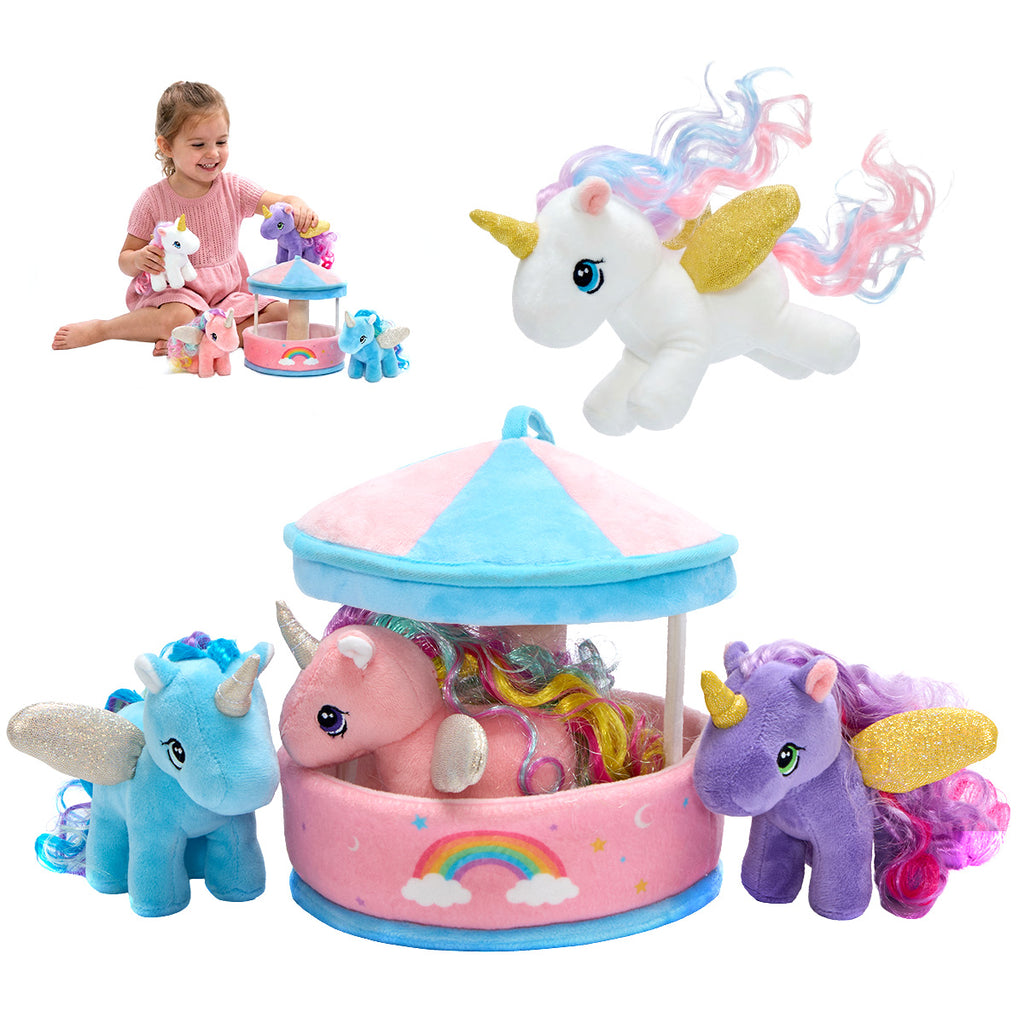 Ensemble de peluches Carrousel avec 4 licornes