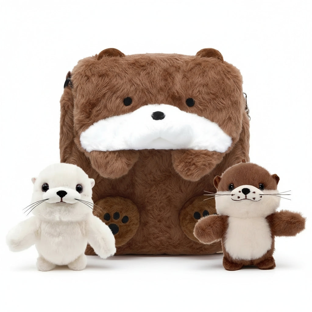 Sac souple Kawaii en forme de loutre de mer, sac à dos convertible en sac bandoulière