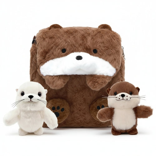 Sac souple Kawaii en forme de loutre de mer, sac à dos convertible en sac bandoulière