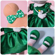 Charger l&#39;image dans la galerie, Personnalisée Poupée en Peluche avec Cils Arc-en-ciel en Robe Vert