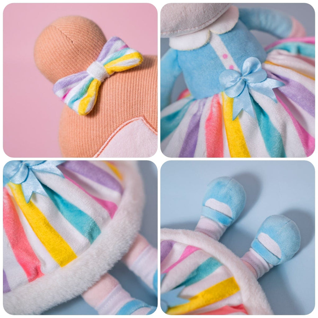 OUOZZZ Personalized Iris Rainbow Doll with Blue Baby Rainbow Dress