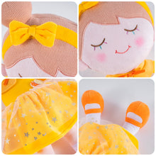 Charger l&#39;image dans la galerie, Personnalisée Poupée en Peluche avec Cils Arc-en-ciel en Robe Jaune