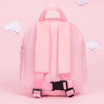 Personnalisée Sac à Dos en Peluche Rose avec Yeux Ouverts aux Cheveux Noirs
