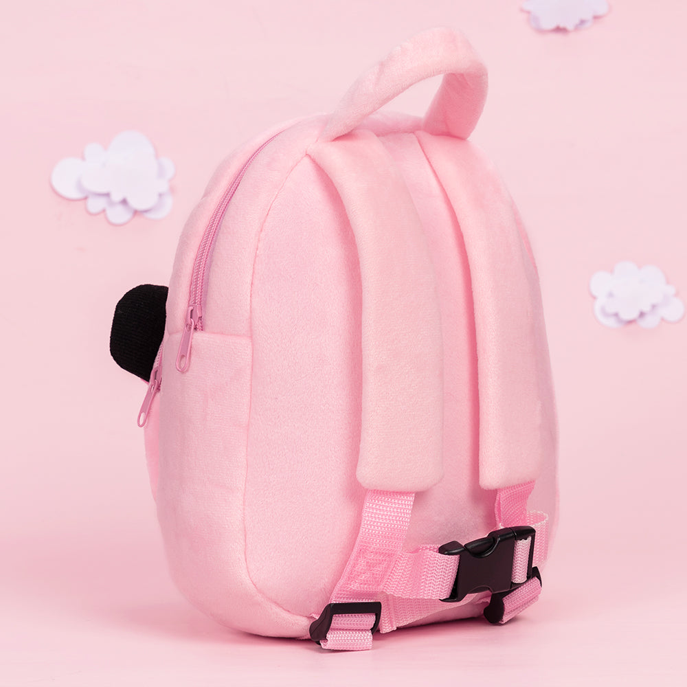 Personnalisée Sac à Dos en Peluche Rose avec Yeux Ouverts aux Cheveux Noirs