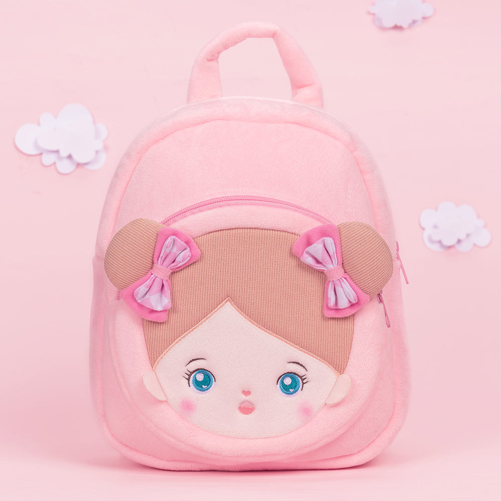 Personnalisée Sac à Dos en Peluche Rose avec Yeux Bleus Ouverts