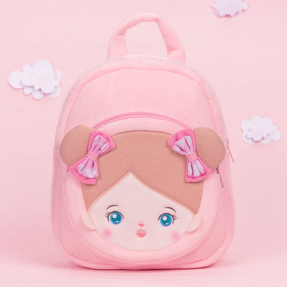 Personnalisée Sac à Dos en Peluche Rose avec Yeux Bleus Ouverts
