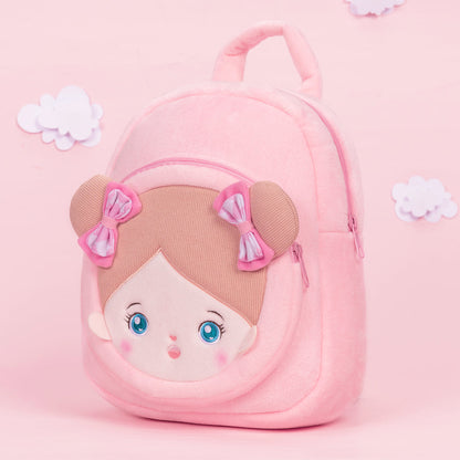 Personnalisée Sac à Dos en Peluche Rose avec Yeux Bleus Ouverts