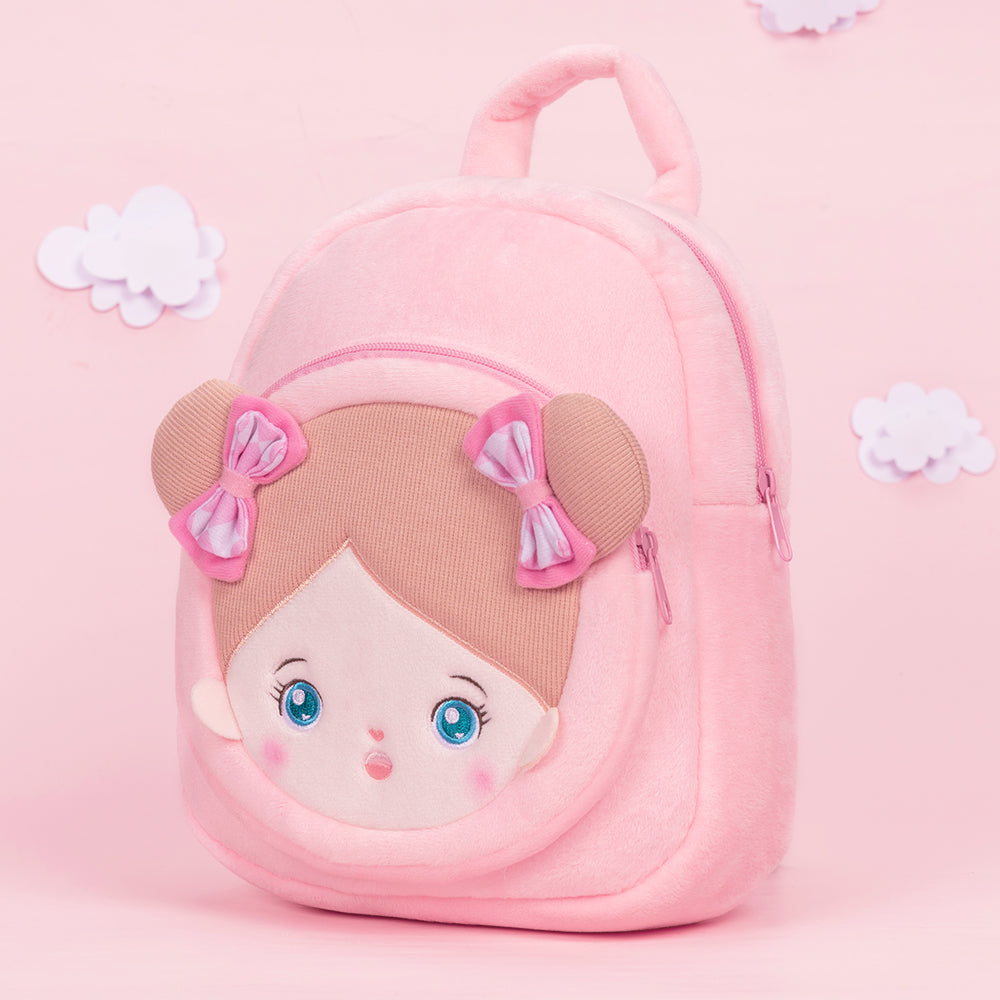 Personnalisée Sac à Dos en Peluche Rose avec Yeux Bleus Ouverts